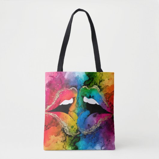 Tote Bag Lèvres Abstraites vibrantes (Devant)