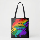 Tote Bag Lèvres arc-en-ciel (Devant)