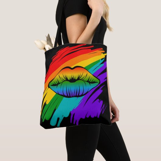 Tote Bag Lèvres arc-en-ciel (De près)