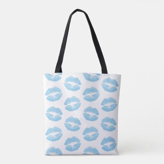 Tote Bag Lèvres Bleues, Motif De Lèvres, Bleu, Baiser (Dos)