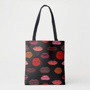 Tote Bag Lèvres colorées motifs sans couture
