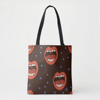 Tote Bag Lèvres dessinées à la main : Motif mignon à la bou