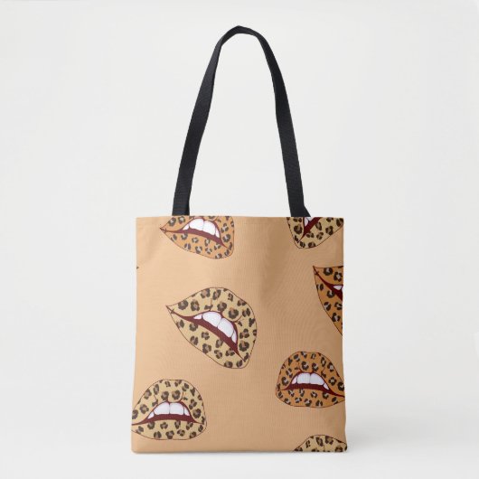 Tote Bag lèvres Empreintes de léopard sans couture motif, l (Devant)