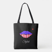 Tote Bag Lèvres et calligraphie stylées du drapeau américai (Dos)