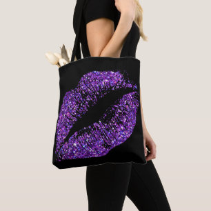 Tote Bag Lèvres pourpres de parties scintillantes