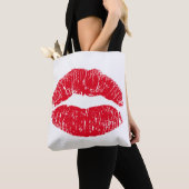 Tote Bag Lèvres qui s'embrassent rouges (De près)