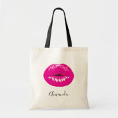 Tote Bag Lèvres roses chaudes Illustration brillante (Devant)