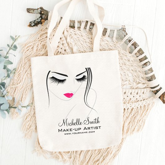 Tote Bag Lèvres roses Face longues cils Lash Extensions