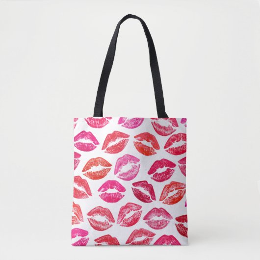 Tote Bag Lèvres rouges, arrière - plan blanc. (Devant)