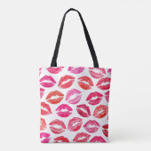 Tote Bag Lèvres rouges, arrière - plan blanc. (Dos)