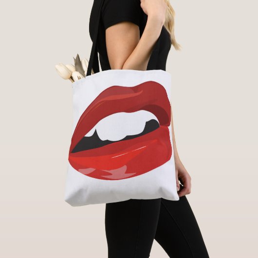 Tote Bag Lèvres rouges succulentes (De près)