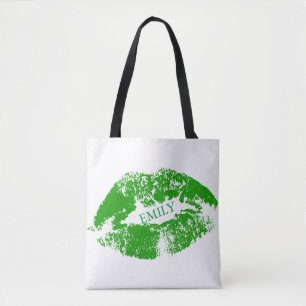Tote Bag Lèvres vertes monogrammes