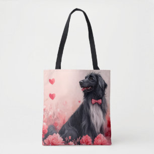 Tote Bag Lévrier Afghan avec des Roses - Saint-Valentin