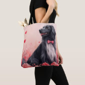 Tote Bag Lévrier Afghan avec des Roses - Saint-Valentin (De près)