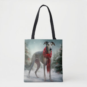 Tote Bag Lévrier en neige de Noël