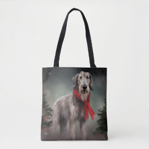 Tote Bag Lévrier en neige Noël