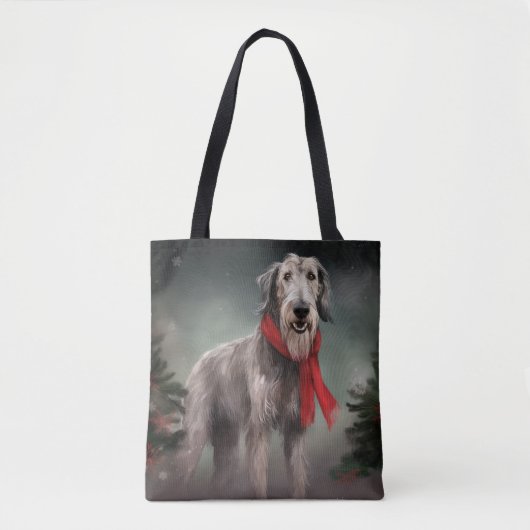 Tote Bag Lévrier en neige Noël (Devant)