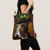 Tote Bag Lévrier en robe de la Saint-Patrick (De près)