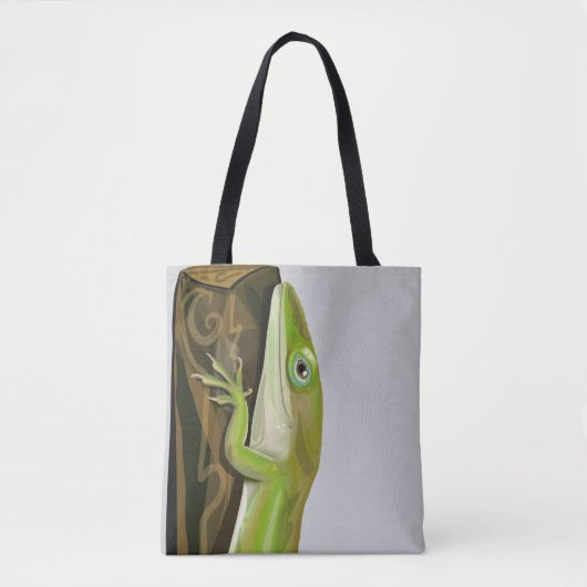 Tote Bag Lézard anole vert (Devant)