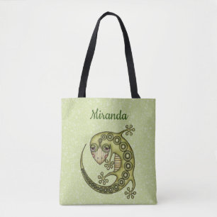 Tote Bag Lézard vert