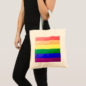 Tote Bag LGBT drapeau arc-en-ciel lignes motif de maillage  (Devant (produit))