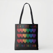 Tote Bag LGBT Heart Retro Be A Decent Human Ce n'est pas qu (Devant)