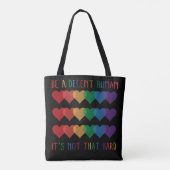 Tote Bag LGBT Heart Retro Be A Decent Human Ce n'est pas qu (Dos)
