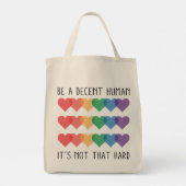 Tote Bag LGBT Heart Retro Be A Decent Human Ce n'est pas qu (Dos)