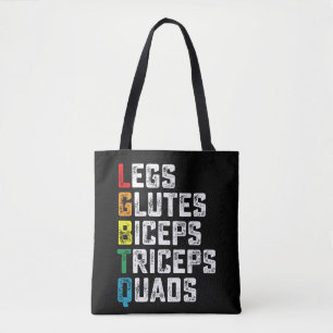 Tote Bag LGBTQ Legs Glutes Biceps Triceps Quads Gym amusant
