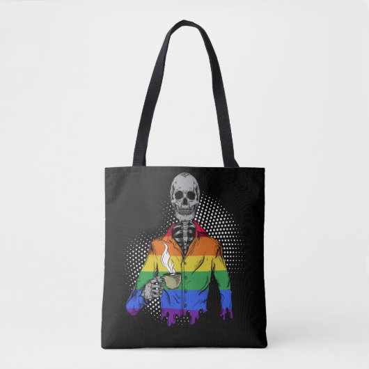Tote Bag LGBTQ Skeleton boit Coffee Skull (Devant)