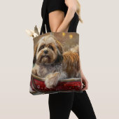 Tote Bag Lhasa Apso Chien Fête de Noël (De près)