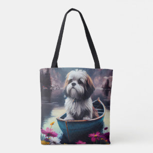 Tote Bag Lhassa Apso sur une rame : une aventure Pittoresqu