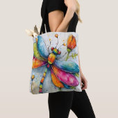 Tote Bag Libellule Arc-en-Ciel (De près)