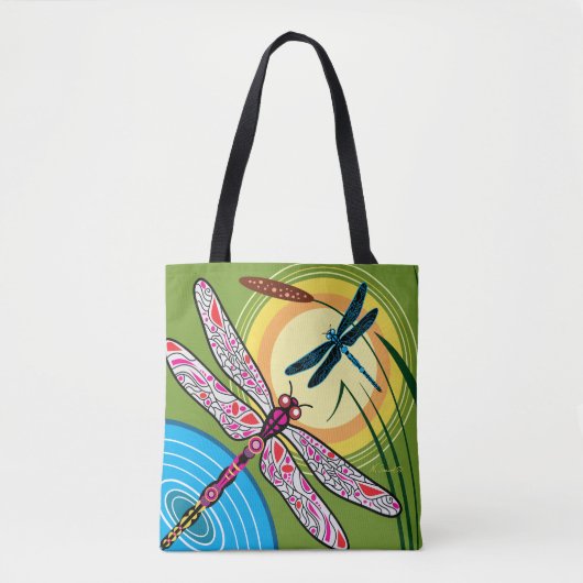 Tote Bag Libellules au-dessus de l'eau (Devant)
