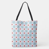 Tote Bag libellules bleu pâle, nymphes d'eau rose, sur blan (Dos)