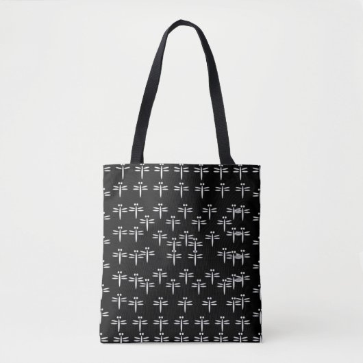 Tote Bag libellules sur le noir (Devant)
