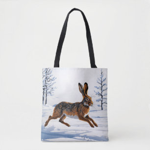 Tote Bag Liberté de lièvre sans frontières dans la neige