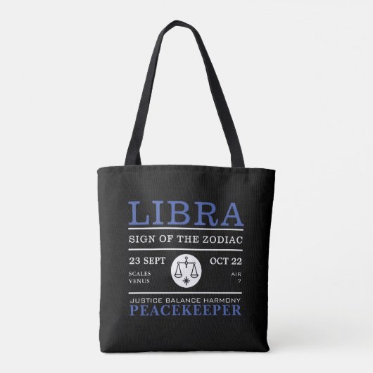 Tote Bag Libra Sign of the Zodiac, astrologie (Dos)