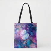 Tote Bag Libra Zodiac Signal Cosmique Monogramme Nom Pink B (Devant)