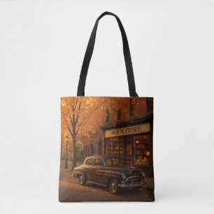 Tote Bag Librairie Automne/Automne vintage et voiture