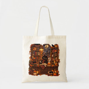 Tote Bag Librairie Halloween Cozy Black Cat