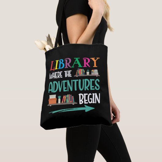 Tote Bag  Library Adventure Librarian Book Reader (De près)
