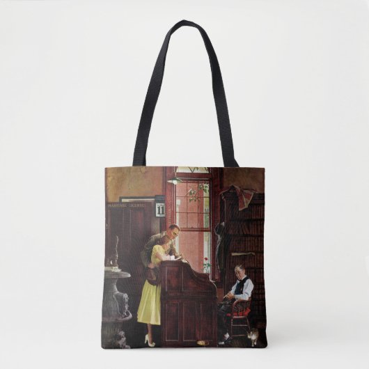 Tote Bag Licence de mariage par Norman Rockwell (Devant)