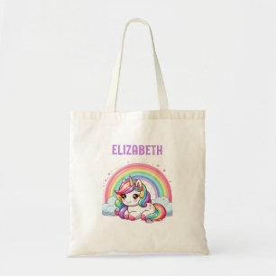 Tote Bag Licorne Arc-en-ciel Personnalisé Nom Filles