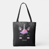 Tote Bag Licorne argentée de parties scintillantes (Dos)