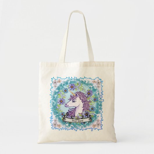 Tote Bag Licorne Bleue Daisy  (Devant)