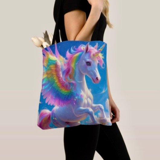 Tote Bag Licorne Danseuse Ailé Arc-en-ciel