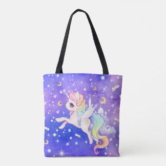 Tote Bag Licorne en pastel mignonne de galaxie