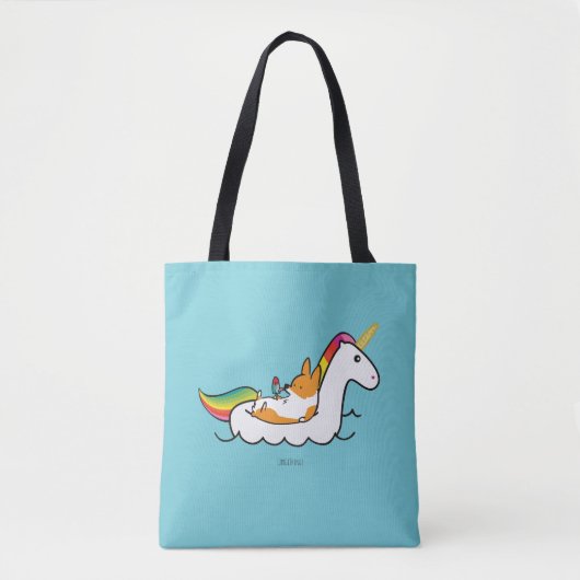 Tote Bag Licorne Floatie de corgi (Devant)