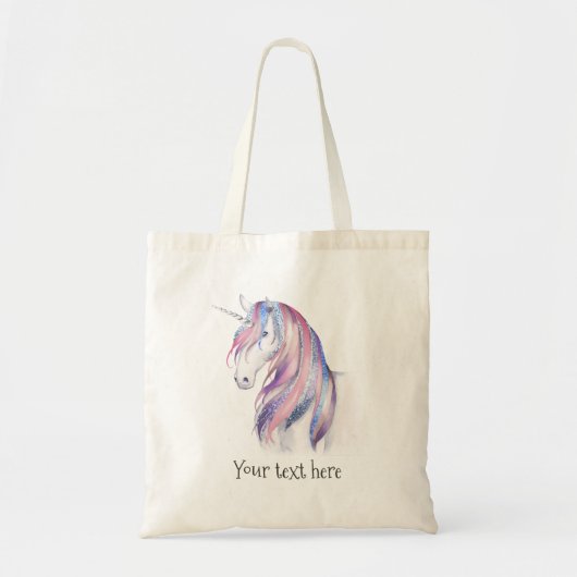 Tote Bag Licorne Pailletée Aquarelle (Devant)